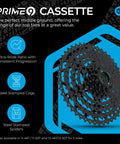 Prime 9 1x9 Multi Shift Mountain Bike Groupset Matte Black 9 Speed Drivetrain cassette diagram with features