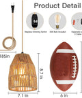 Hand Woven Hemp Rope Pendant Light With 15 Foot Golden Cord And Stepless Dimmer Switch brings cozy 360 glow above measured football.