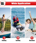 Image showing the wide application of boating with a Nazeaob 2 Stroke 18HP Outboard Motor for fishing, surfing, and vacation activities.
