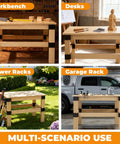 Multi-scenario use of Beefy Heavy Duty Workbench Bracket Kit Eight Pack With 3 Way Right Angle Corner Braces for DIY 2x4 lumber.