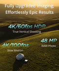 Mini 4 Pro Folding Drone With RC 2 Remote And Screen Fly More Combo 4K HDR Video Camera showcasing imaging features over landscape