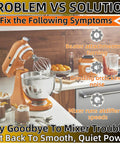 Kitchen with orange stand mixer next to ingredients; issues fixed by Premium Worm Gear Replacement Kit For Stand Mixers Fully Compatible