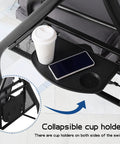 Close-up of cup holder on Three Seat Patio Swing With Adjustable Canopy And Stand Heavy Duty Outdoor Porch Glider Bench