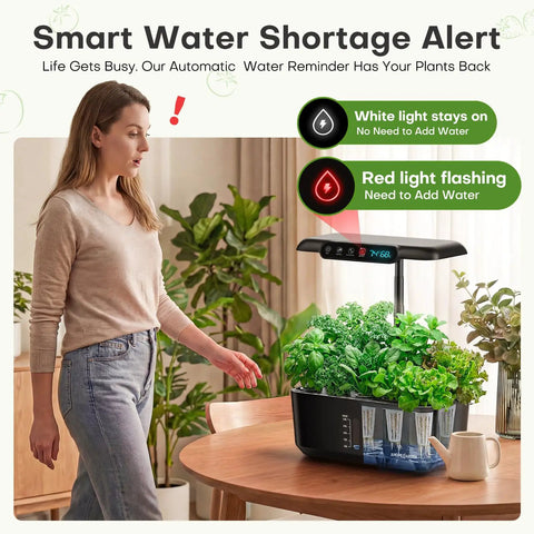Must Have Indoor Hydroponics Herb Garden Kit With 10 Pods, LED Grow Light, Smart Temp And Humidity Display, Low Water Alarm, No Fuss Germination For Fresh Kitchen Herbs And Easy Home Gardening