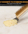 21 Inch Pizza Brush With Brass Bristles And Stone Scraper Wood Handle With Hanging Ring For Outdoor Pizza Oven Cleaning Grime Busting Safe On Stone Surfaces Compatible With Ooni Gozney Blackstone And Solo Stove Ovens cleaning pizza stone