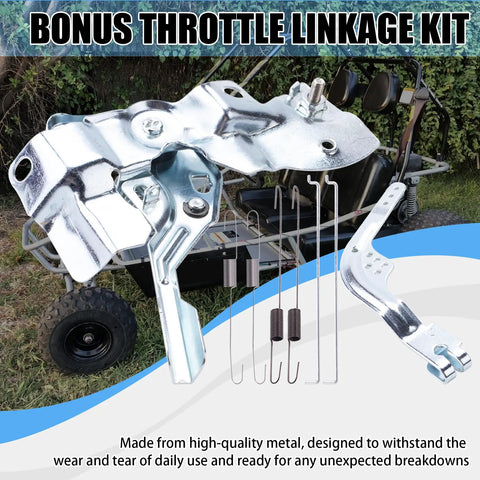 Go Kart Throttle Cable And Throttle Control Assembly Kit for Predator engines displayed on a go kart in grass