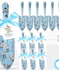 12 Pack Floral Garden Shovel Set For Women Bulk Garden Tools Gift Bundle with Blue Floral Shovels, Bags, and Cards