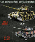 1/16 Scale German King Tiger RC Tank With Realistic Smoke, Sound And Lights, 2.4G Remote, Shooting Action, size comparison