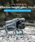 Landing Gear For DJI Air 3 And Air 3S, Foldable Extended Quick Release Drone Protector shown on Air 3 on rocky surface
