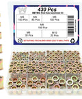 430 Piece Metric Rivet Nut Kit With M3 To M10 Sizes Zinc Plated Carbon Steel Rivet Nuts For Auto Metalworking And DIY Projects Includes M3 0.5 M4 0.7 M5 0.8 M6 1.0 M8 1.25 M10 1.5