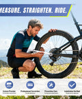 Cyclist using Derailleur Alignment Tool And Hanger Gauge For 20 To 29 Inch Wheels, Quick Precise 0.4mm Shifting Calibration