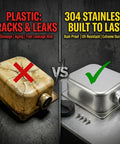 Comparison of a damaged plastic fuel tank and a new Heavy Duty 7 Liter Stainless Steel Fuel Tank For Gasoline Engines, 304 Stainless Construction, 7L Capacity, Universal Fit For Webasto Eberspacher Diesel Parking Heaters And Other Gas Engines.