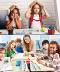 Children in classroom with 40 Pieces Sea Themed Flat Name Plates For School Desks Ocean Life Theme on desks.
