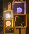 Moon Lamp 4.75 Inch 3D Printed LED Night Light With 16 Colors, Stand, Remote And Touch Control, USB Rechargeable on shelf