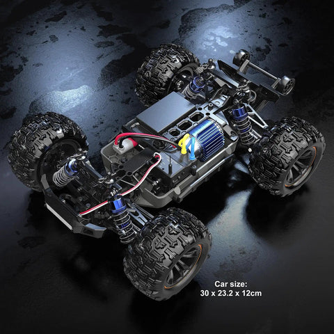 1:16 Scale Ready-To-Run Fast Remote Control Car Beast Mode Monster Truck With 4WD all terrain power highlighting chassis and motor