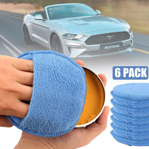 Microfiber Wax Applicator Pads With Finger Pocket For Car Waxing, Polishing, And Detailing, 5 Inch Foam Buffing Pads, Easy Grip, 6 Pack