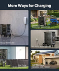 Different charging options for Heavy Duty 12000W Home Backup Power Station 10.65kWh LiFePO4 Battery in multiple settings.