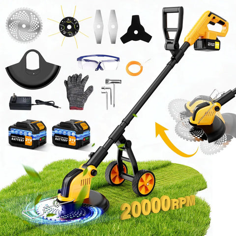 Electric Cordless Weed Wacker With Wheel Kit 800W Brushless Motor 20,000 RPM accessories and tools