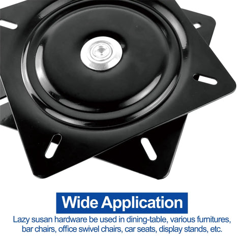 Beefy 13 Inch Lazy Susan Hardware Turntable Bearings with Zinc Plate Black Square Swivel for tables and bar stools