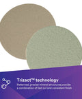 Trizact Hookit Foam Backing Abrasive Disc 3000 and 8000 grades showing two discs with Trizact technology