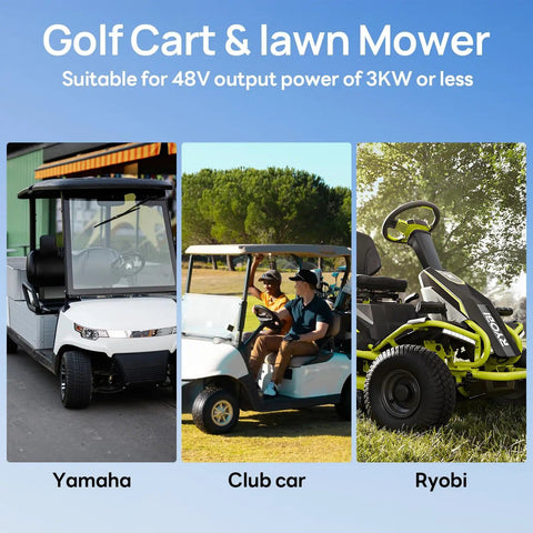 Golf cart and lawn mower suitable for Beefy 48V 50Ah LiFePO4 Battery With Metal Case Built In 50A BMS use.
