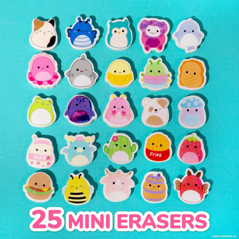 25 Piece Mini Eraser Set With Cute Cartoon Characters Like Banana Cactus Frog And More Awesome For School Supplies