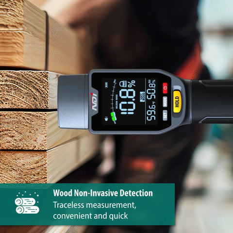 Six In One Pinless Moisture Meter For Drywall And More, Noninvasive Humidity Sensor With Gypsum Cement Board Cork Hardwood Mildew Index, Surface Safe, No Pinholes Or Scratches, Fast Accurate Readouts on hardwood