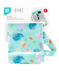 Waterproof Wet Dry Bag For Travel And Baby Gear, Mom Tested Reusable Zipper Pouch, Ocean Life Blue design, 12x14 inches