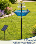 Solar Fountain Bird Bath For Outdoor Backyard Yard Metal Bird Bath Bowl On Stake 1.45 Gal Water Dispenser For Birds