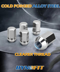 24 Piece Lug Nut Set 14x1.5 For Chevy Ford Ram GMC Fits Silverado Tahoe F150 Wrangler Gladiator Durango Colorado Suburban And More One Piece Chrome Wheel Nuts With Seven Eighths Hex And 60 Degree Conical Seat showcasing cold forged alloy steel and clearer thread details