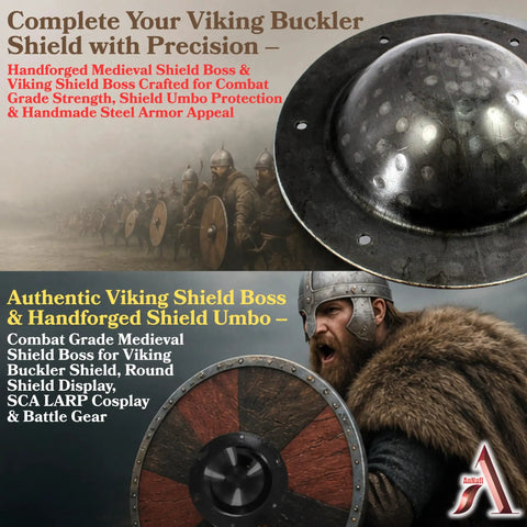 Hand Forged Iron Shield Boss Umbo For Close Combat Grade Medieval Shield Mount Eight Inch Functional Hema Hammered Look