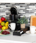 Countertop with Single Serve Coffee Pod Organizer Drawer For Grab And Go Mornings Holds 12 Pods Black Finish under coffee machine