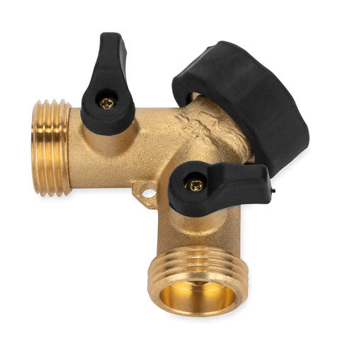 Solid Brass Water Wye Valve With Easy Grip Handles For Simple Hose Connection, Universal Fit, CSA Low Lead Certified, AB1953 Compliant, Durable No Fuss Quarter Turn Valve