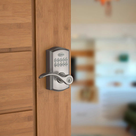 SmartCode 955 Pembroke Keypad Lever For Light Commercial Doors Keyless Entry Durable Satin Nickel Finish