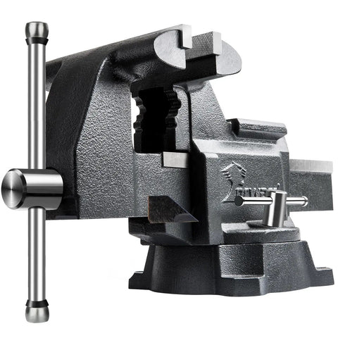 Six And A Half Inch Beefy Bench Vise Heavy Duty With Anvil And 210 Degree Swivel Base Built To Last In Ductile Iron For Maximum Grip And Smooth Easy Clamping On Wood And Metal Projects