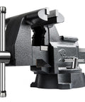 Front view of 8 Inch Heavy Duty Bench Vise With Anvil And 190 Degree Swivel Base, Beefy Ductile Iron Build, 12,000 Lbs Clamping Power