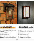 Comparison of outdoor wall light fixture for house waterproof anti rust black lantern with seeded glass shade and generic light