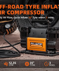 Heavy Duty 12V Dual Cylinder Portable Air Compressor Kit for Trucks Off Road 4x4 and RV Tires 150 PSI Max 12.35 CFM
