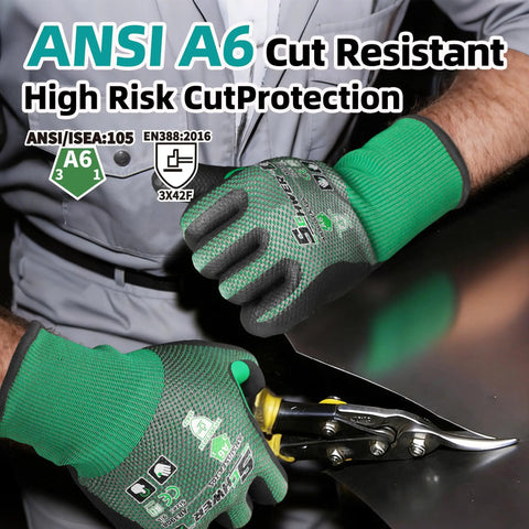 Person wearing Ultra Thin Cut Resistant Work Gloves For Mechanics ANSI A6 AR3908 Skin Friendly UHMWPE No Fiberglass Or Wires