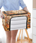 Game Changing Foldable Storage Tote With Clear Front Window And Dual Zipper Access For Quick Grabbing Steel Reinforced Base held by a person.