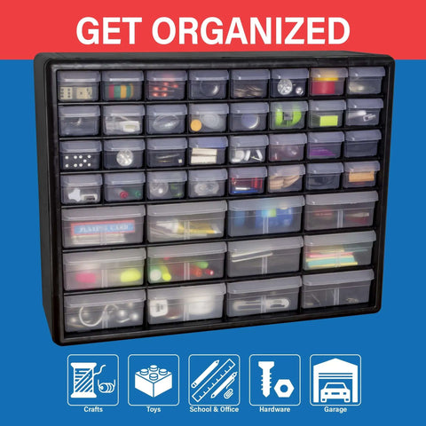 Heavy Duty Plastic Drawer Cabinet For Garage Organization And Craft Storage, 44 Drawer Bead And Building Bricks Organizer