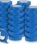 Blue Painters Tape Bulk 72 Rolls 1 Inch Wide By 55 Yards Each No Residue Masking Tape stacked in columns for painting and crafts.