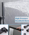 WHSHOWER Matte Black Thermostatic Shower System with Body Jets Shower Set featuring high pressure handheld shower head.