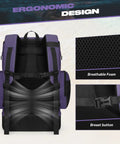 Back view of 35L Waterproof Swim Backpack With Separate Shoes Compartment, showing ergonomic design features and breathable foam.