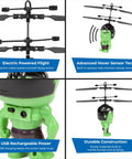 Big Head Hulk Motion Sensing Flying UFO Helicopter Toy for Kids 6 Plus with infrared sensors, USB charging, and durable design.