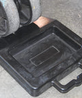 Pallet Jack Wheel Chock Stop Rolling In Trailers Or Trucks Rubber Heavy Duty With Base Black under pallet jack wheel