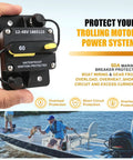 Slick 60 Amp Marine Circuit Breaker Replacement, 60A, waterproof with ignition protection, for trolling motor power system.