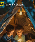 Children in tent with 4 Pack Hanging Camping Lights, Rechargeable Tent Lanterns With Three Brightness Modes, USB Powered