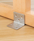 Stainless Steel Corner Braces 64 Pack Heavy Duty L Brackets For Furniture Shelves And Cabinets Right Angle Shelf Supports in use