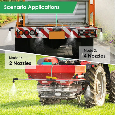 Heavy Duty 4 Nozzles Metal Sprayer Boom Wand With Three Eighths Inch Brass Barb Switchable Two Pattern Nozzles in use
